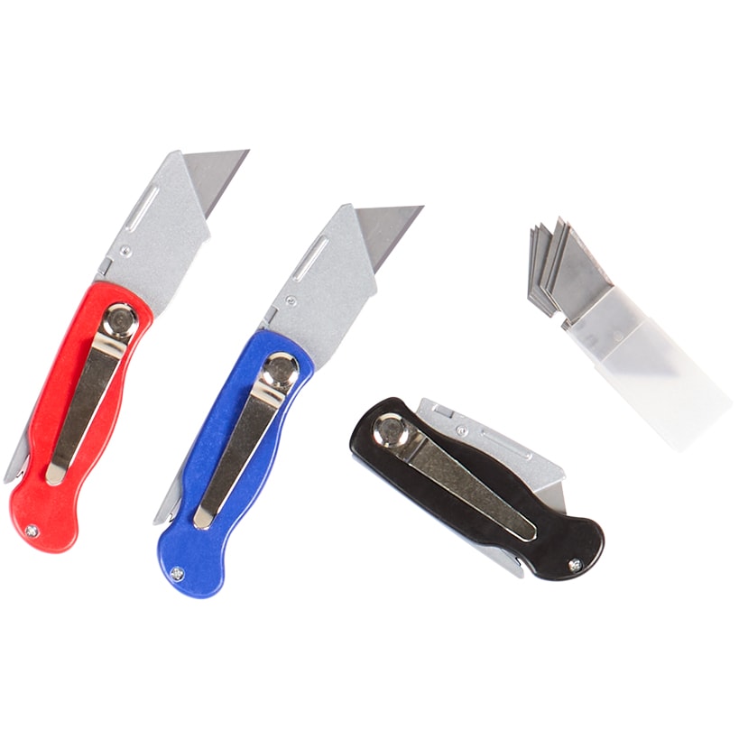 Folding Utility Knife Set of 3 Comfort Grip 10 Replacement Blades