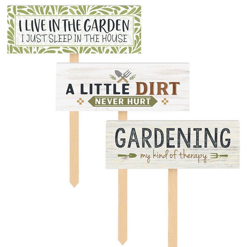 Set of 3 Fun Garden Signs with Sayings for Planters and Beds
