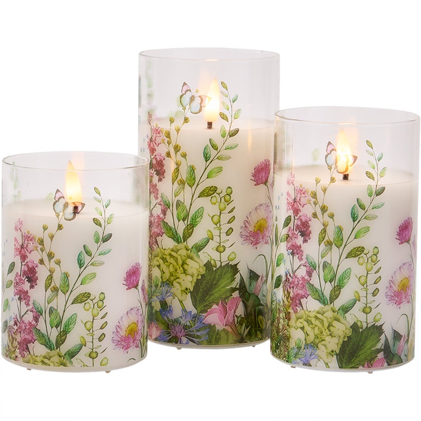 Set of 3 Lemon Themed Glass LED Candles