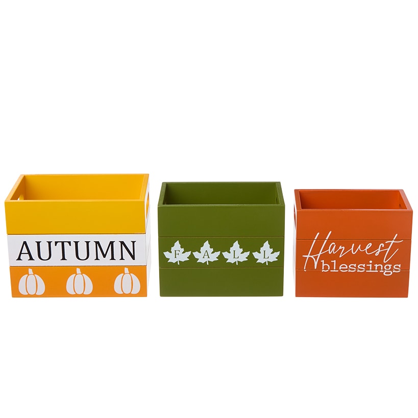 Set of 3 Harvest Wooden Boxes