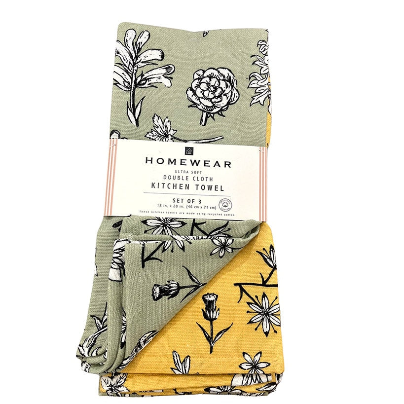 Recycled Poly Cotton Kitchen Towels Set of 3