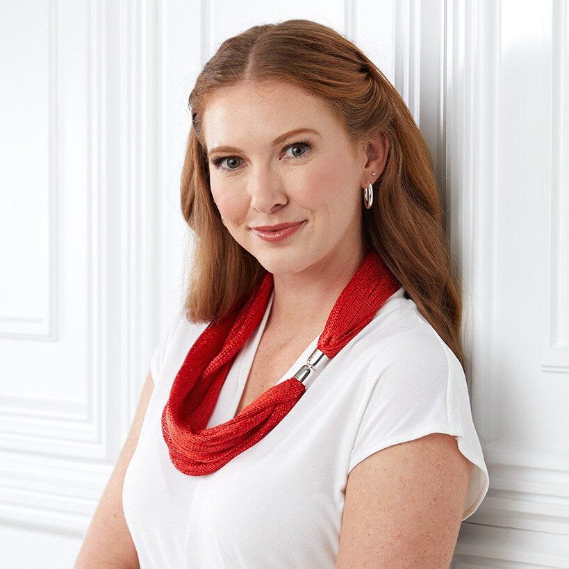 Metallic Necklace Scarf with Magnetic Clasp - Set of 2