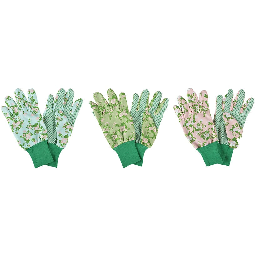 Floral Rose Print Garden Gloves-Set of 3
