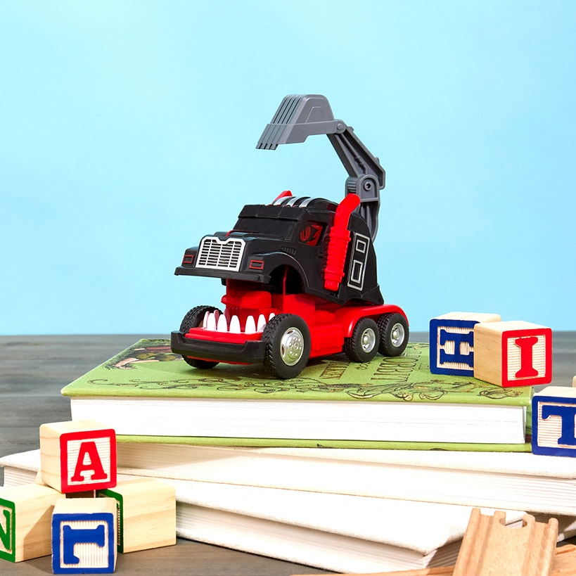 Transforming Dinosaur Trucks Set - 3 Pull-Back Trucks with Excavators