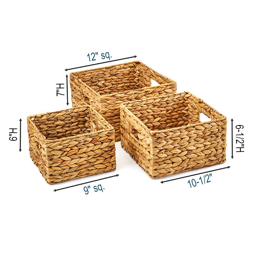 Set of 3 Water Hyacinth Nesting Baskets