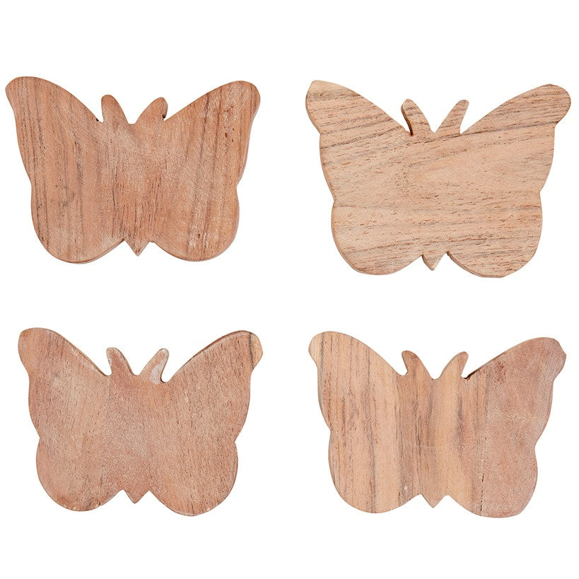 Dolly Parton Acacia Wood Butterfly Coasters - Set of 4