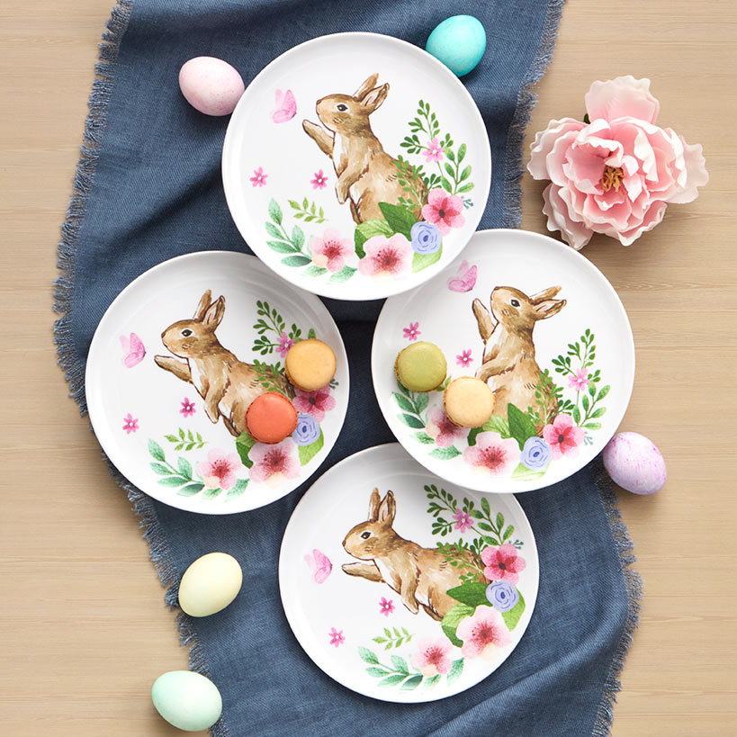 Floral Easter Tableware - Salad Plates, Serving Platters, Napkin Holder#select-item_set-of-4-dessert-plates