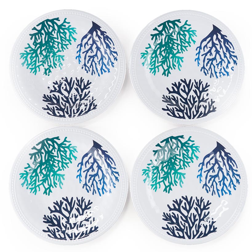 Turquoise Melamine Dinnerware Plates Set of 4