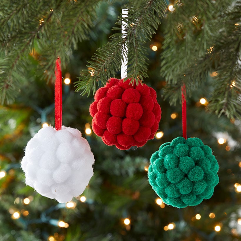 Whimsical Set of Felt Pom Pom Ornaments