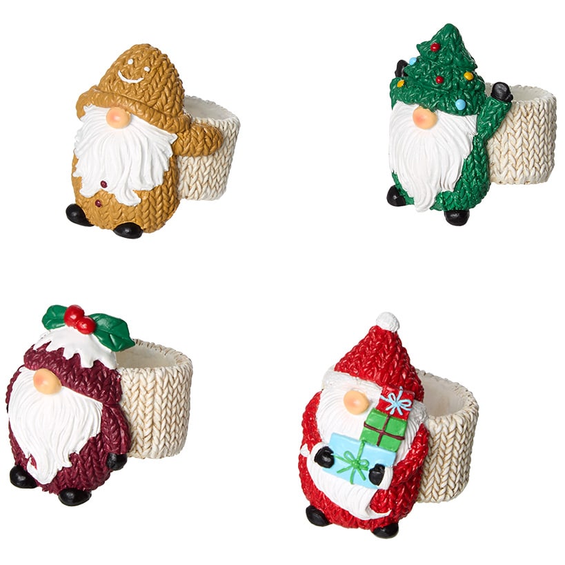 Set of 4 Gnome Napkin Rings