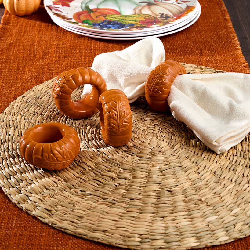 Set of 4 Harvest Dinner Plates or Napkin Rings