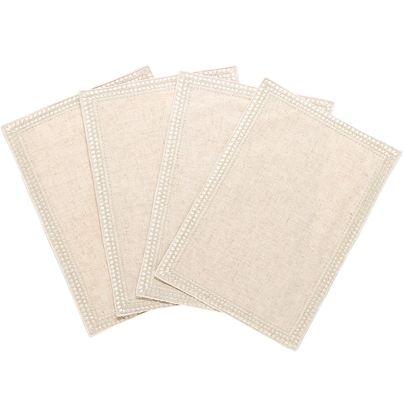 Homewear Linen Hemstitch Border Set of 4 Placemats 13" x 19"