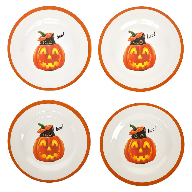 Purr-fectly Festive Halloween Dessert Plate Set