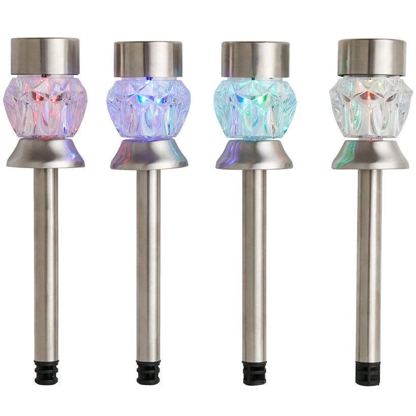 Diamond Solar Color-Changing Stakes - Set of 4
