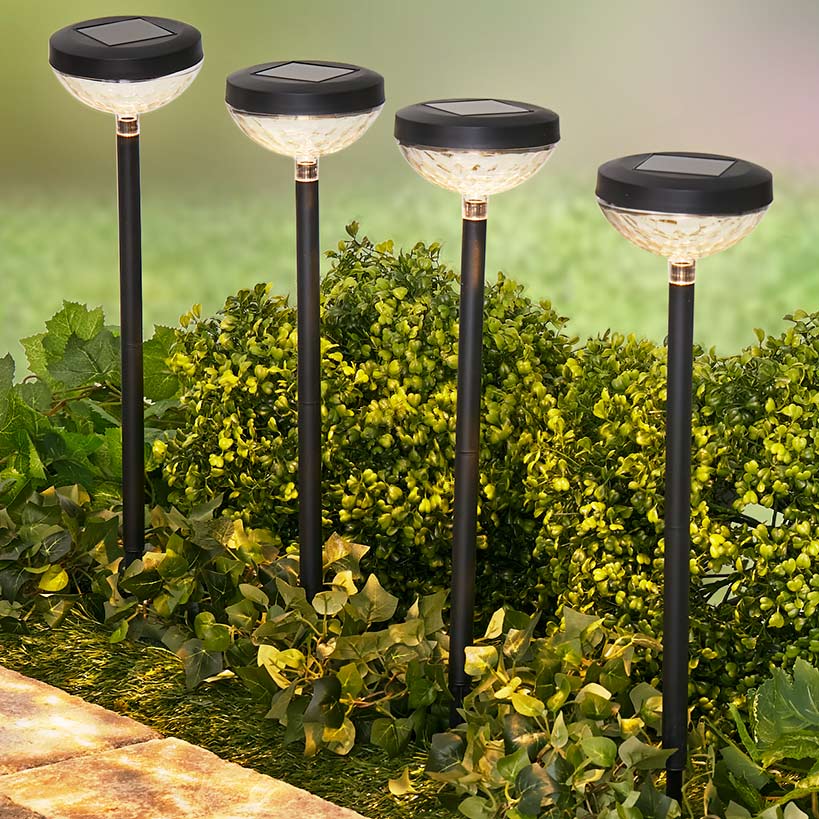 Set of 4 Solar Pathway Lights for Outdoor Garden Decor