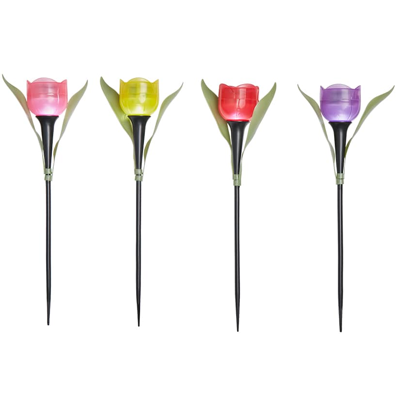 Set of 4 Tulip Solar Garden Stakes