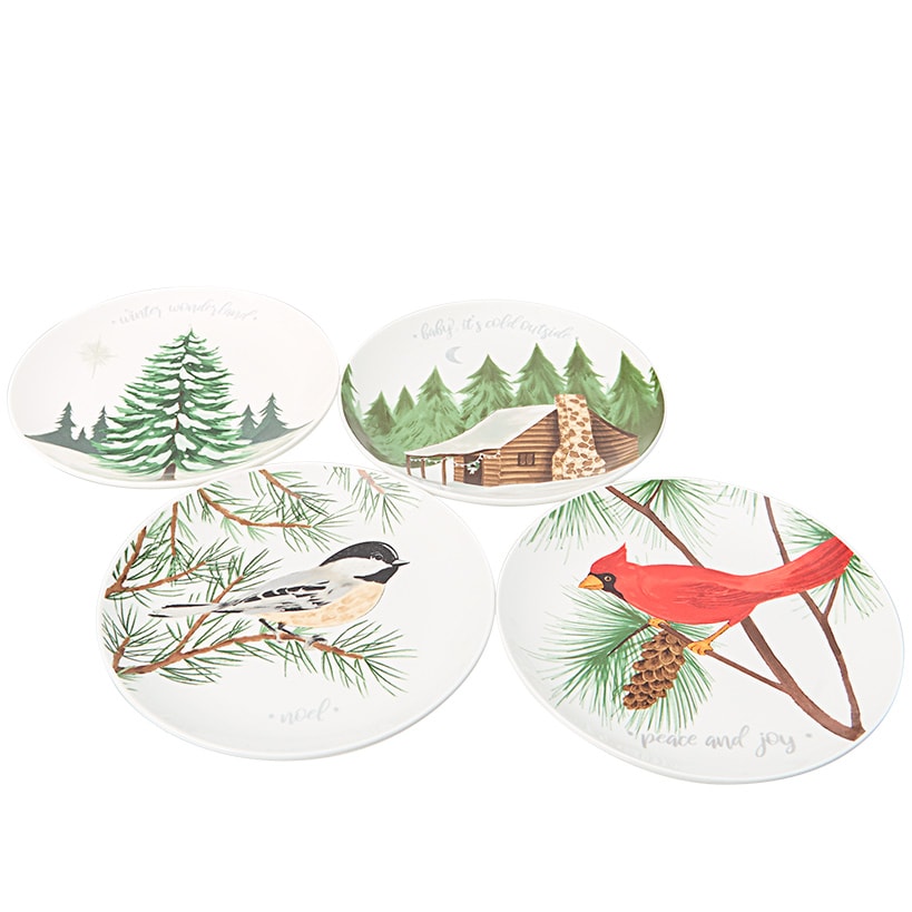 Set of 4 Winter Forest Appetizer Plates