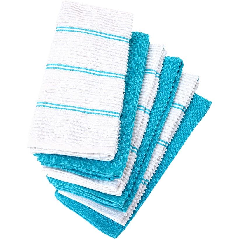 Solid and Patterned Kitchen Towel Bundle 100% Cotton, Set of 6