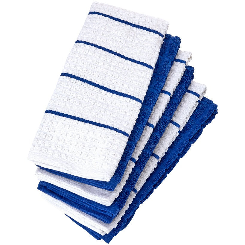 Solid and Patterned Kitchen Towel Bundle 100% Cotton, Set of 6