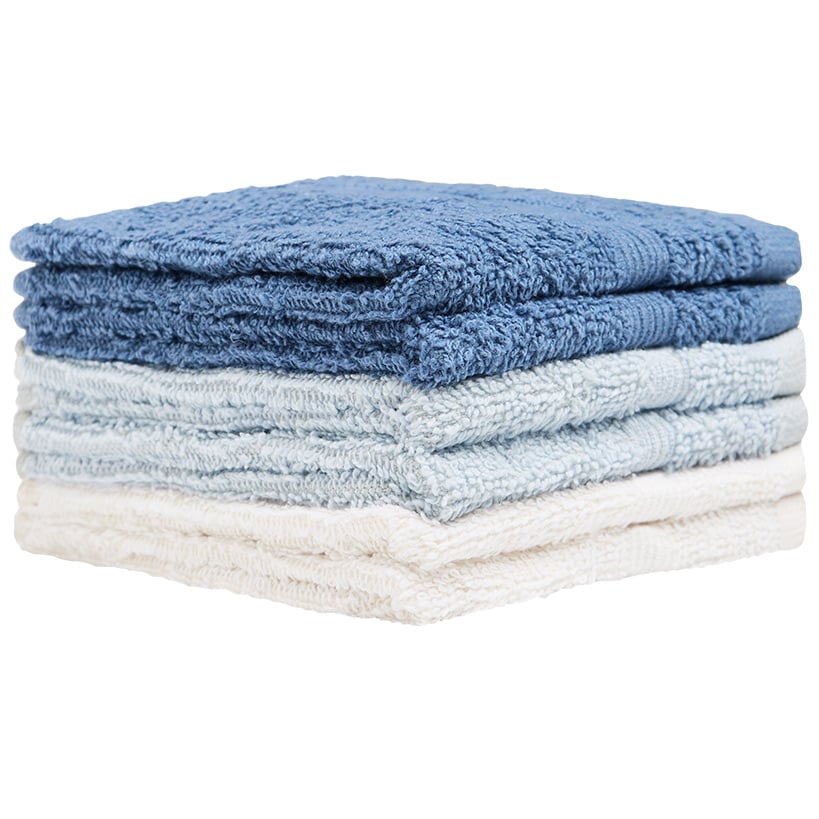 Homewear High Rise Stripe Low Twist Cotton Washcloth, Set of 6