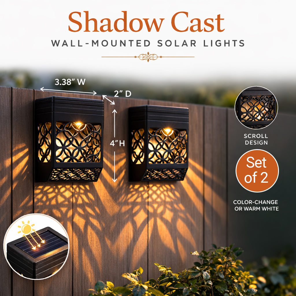 Shadow Cast Wall-Mounted Solar Lights-Set of 2