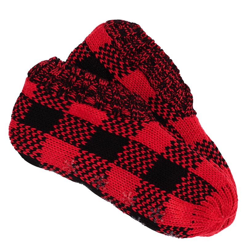 Buffalo Plaid Sherpa Lined Slipper Sock