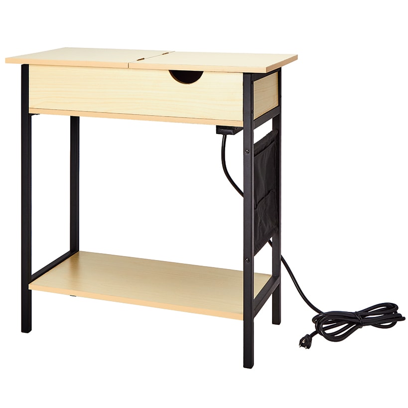 Accent Storage Side Table with Flip-Top and Charging Outlet