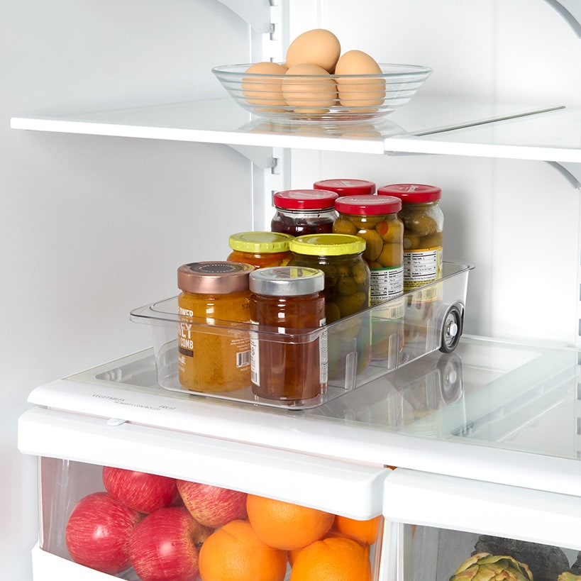 Roll Out Refrigerator Organizer Storage Drawer with Dividers