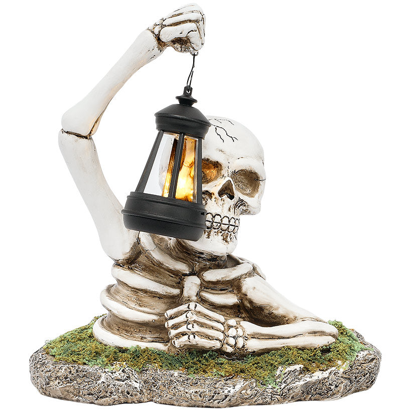 Halloween Skeleton Statue With Solar Lantern