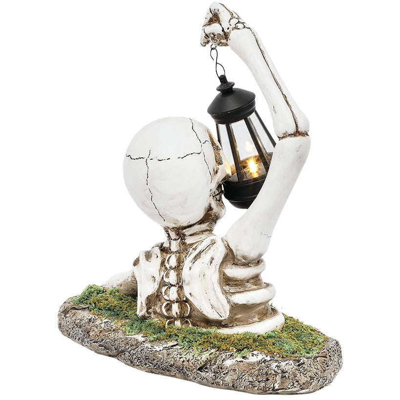 Halloween Skeleton Statue With Solar Lantern