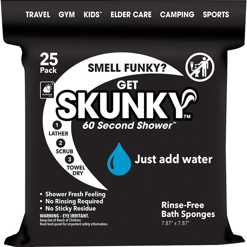 Skunky™ Disposable Bathing Sponge Wipes - Just Add Water for a Quick Clean