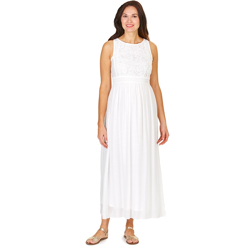 Sleeveless Lace Detail Maxi Dresses