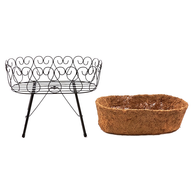 Decorative Metal Plant Stand with Coir Liner