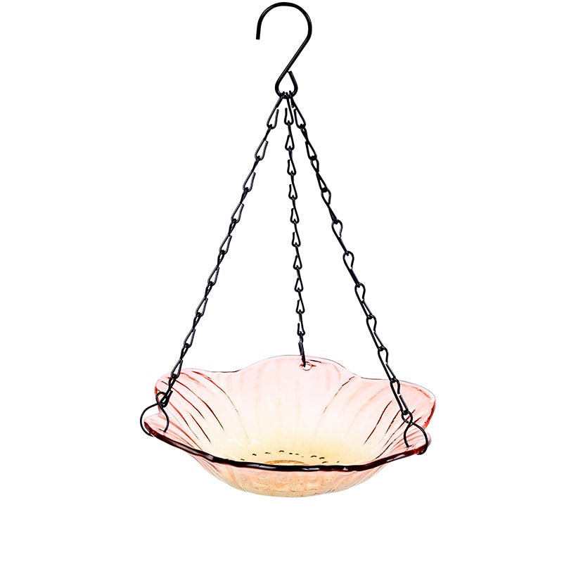 Hanging Glass Birdbath - Flower Shape