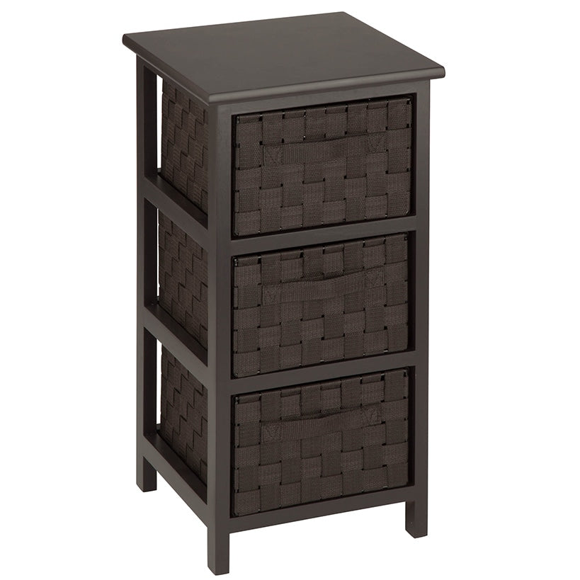 Small Storage Cabinet with Wood Frame and Woven Fabric Drawers