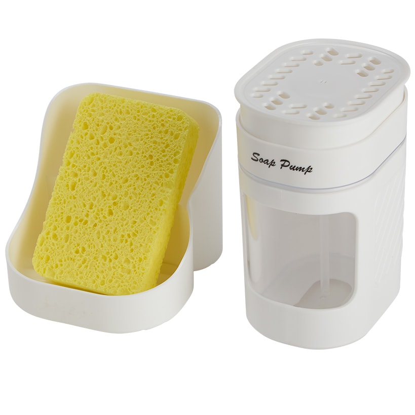 Soap Pump with Sponge and Sponge Holder - Kitchen or Bathroom