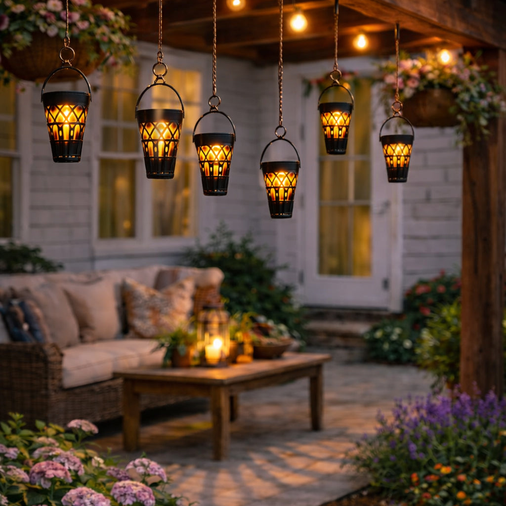 Solar Torch with Hanger or Garden Stake-Set of 6