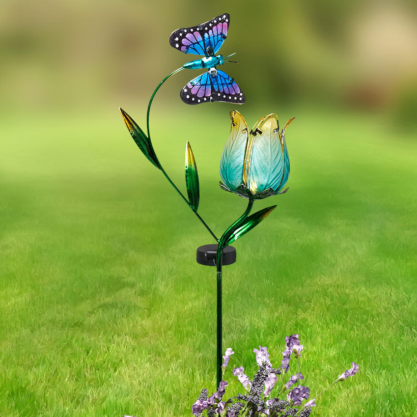 Solar Butterfly Flower Garden Stake