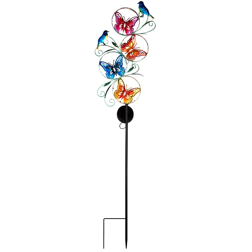 Magical Butterfly And Bird Solar Garden Stake