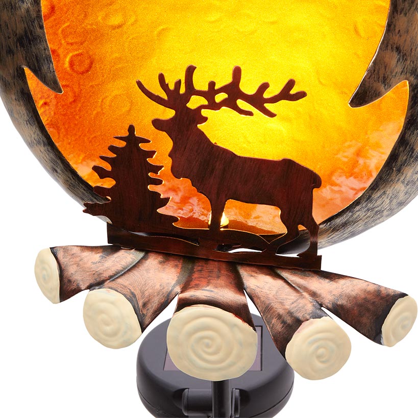 Solar Campfire With Elk Silhouette Stake