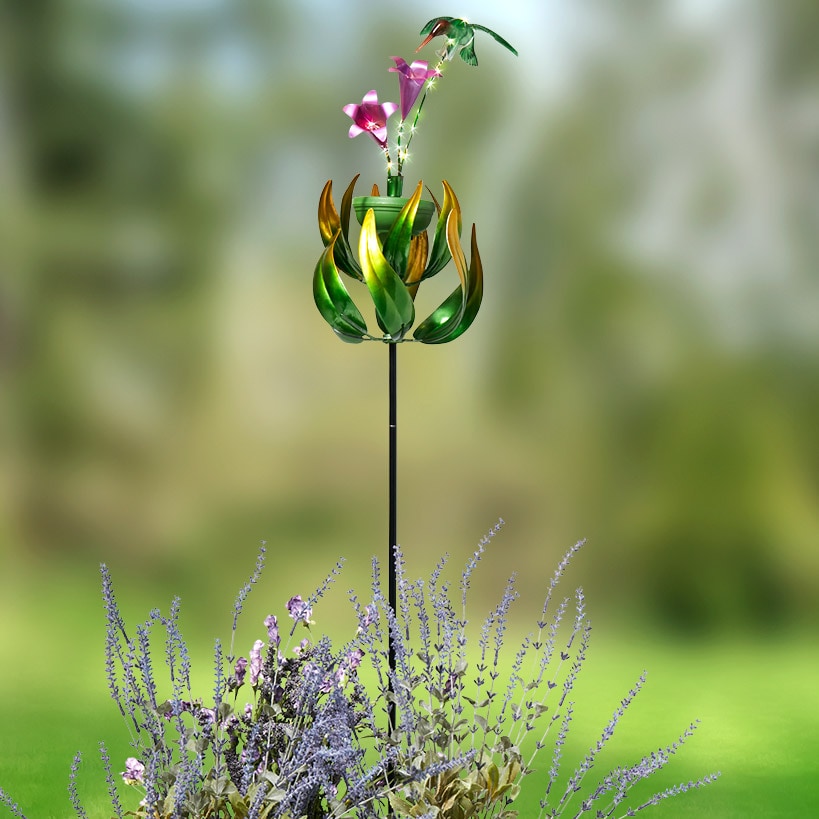 Solar Flower and Butterfly Garden Stake