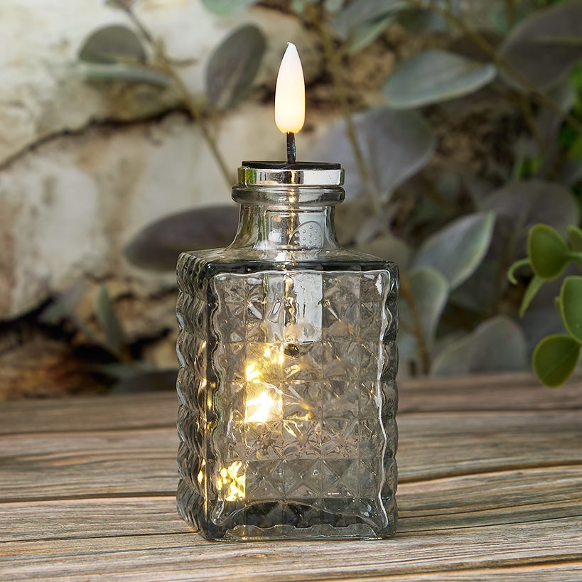 Solar LED Bitters Glass Aux Candle Light