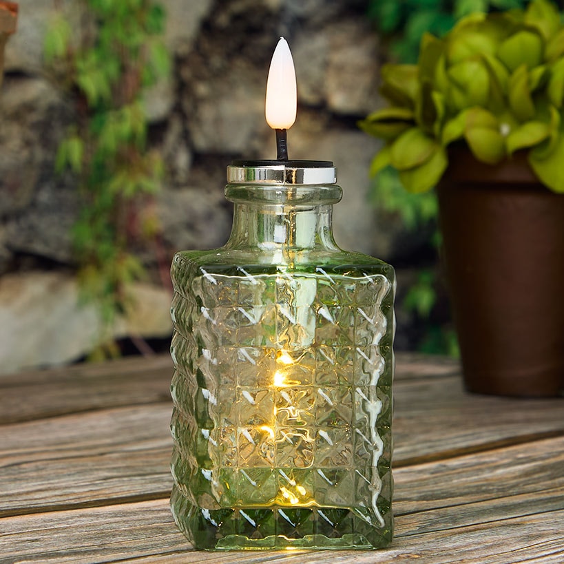 Solar LED Bitters Glass Aux Candle Light