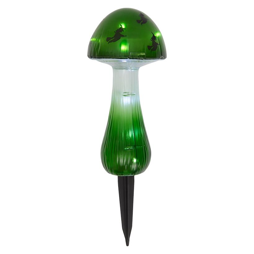 Halloween Mushroom Solar Stake Themed In Orange Purple And Green
