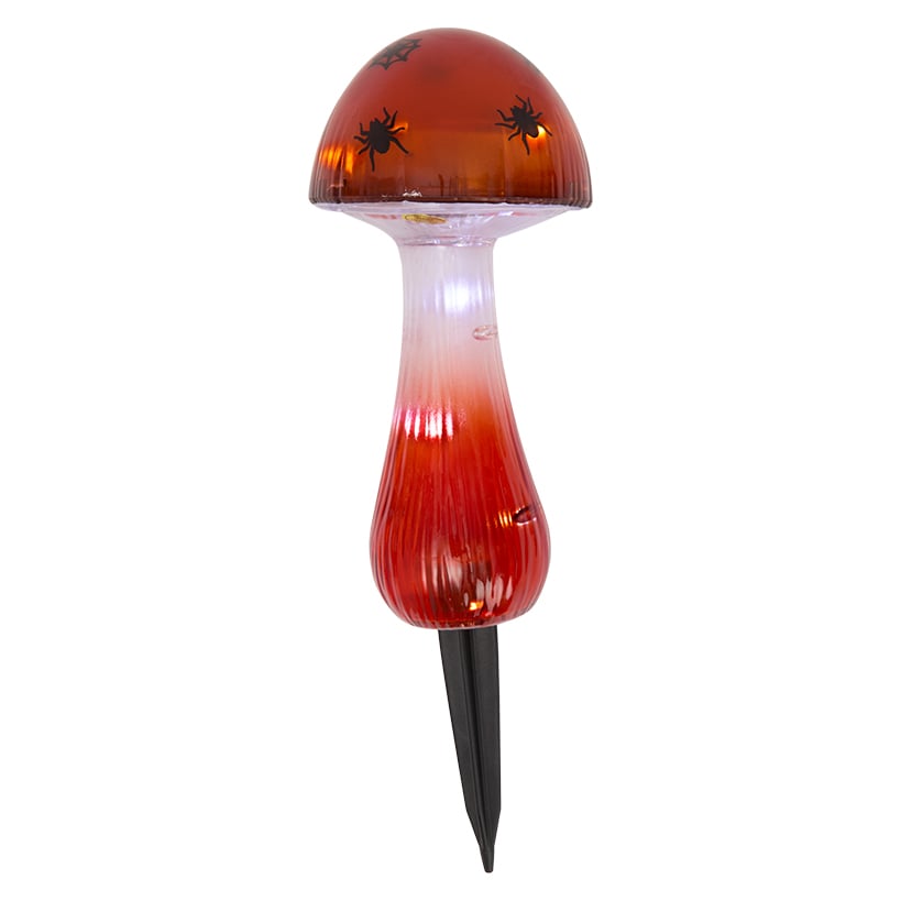 Halloween Mushroom Solar Stake Themed In Orange Purple And Green