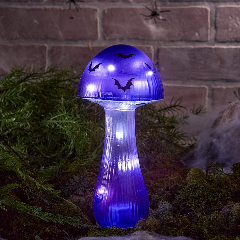 Halloween Mushroom Solar Stake Themed In Orange Purple And Green