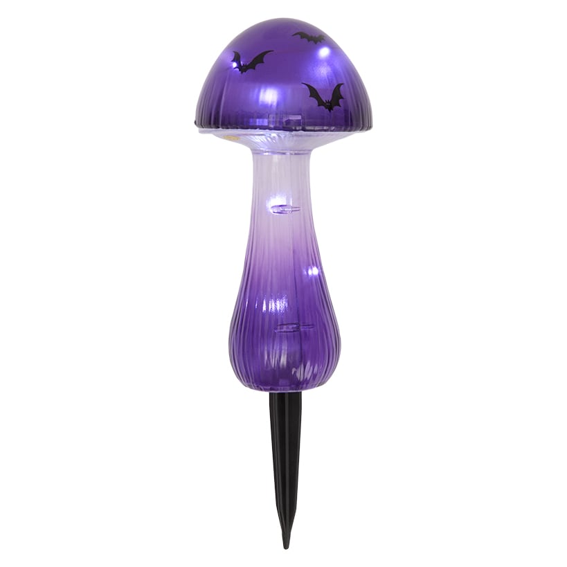 Halloween Mushroom Solar Stake Themed In Orange Purple And Green