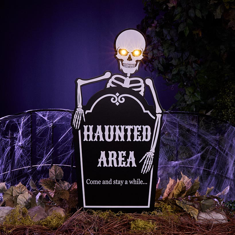 Solar Haunted Area Stake or Set of 2 Skeleton Hand Stakes