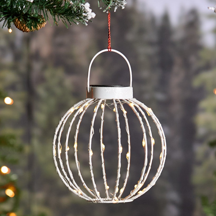Solar LED Holiday Hanging Outdoor Ornaments 8"D