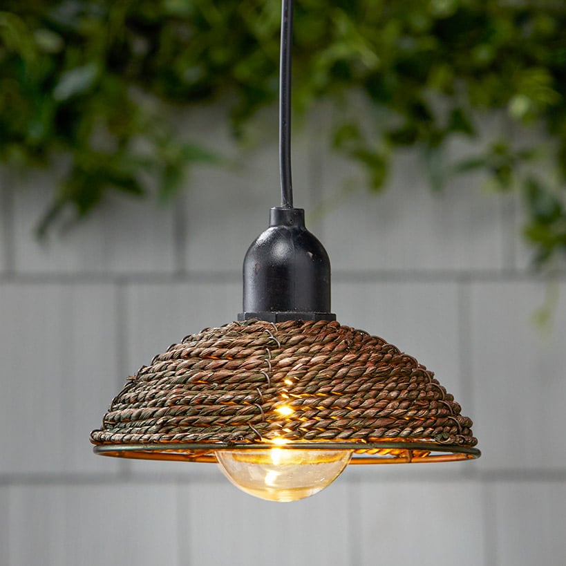 Solar-Powered Small Rattan Pendant – Natural and Brown